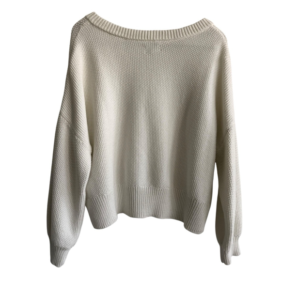 Lucky Brand Cream Knit Sweater L Minimalist Cozycore Light Academia‎ Oversized - Picture 7 of 10